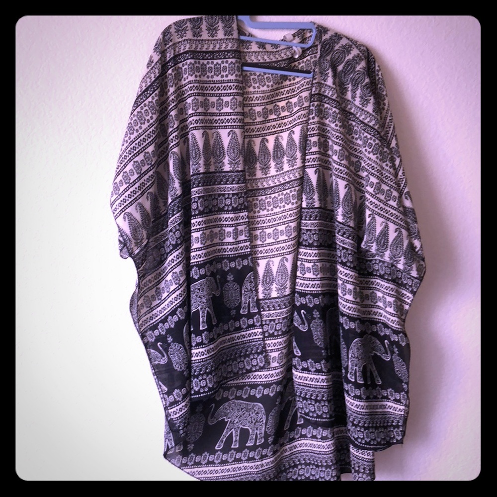 Blouse Kimono Bohemian Elephant Design Large Loose
